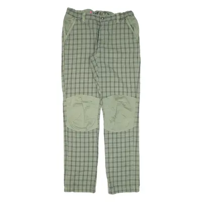 THINK PINK Check Womens Trousers Green Regular Straight W28 L31