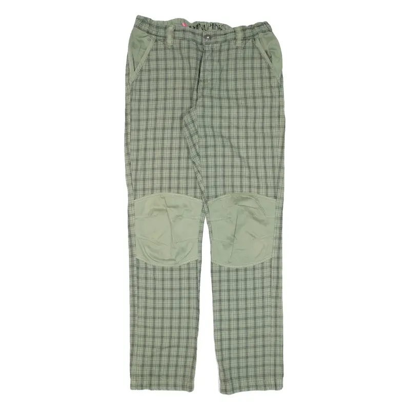 THINK PINK Check Womens Trousers Green Regular Straight W28 L31