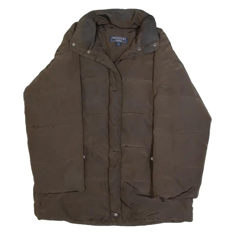 MAX MARA WEEKEND Womens Puffer Jacket Brown Nylon 90s UK 12