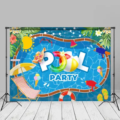 Blue Swimming Pool Party Summer Photoshoot Backdrop - Aperturee