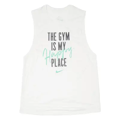 NIKE The Gym Is My Happy Place T-Shirt White Sleeveless Mens S