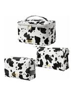 Kawaii Cow Print Cosmetic Bag Set, Makeup Accessories, Alarge Capacity Cute Makeup Bags , Fall 2025 New Fashionable Travel To...