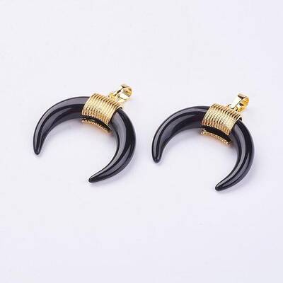 Natural Black Agate Pendants