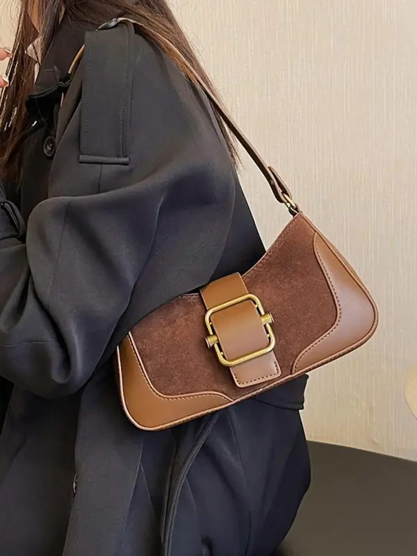 Women's Solid Color Baguette Bag, Fashionable Pu Leather Shoulder Bag for Daily Used, Casual Trendy Versatile High-quality Da...