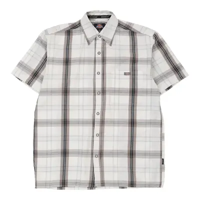 Dickies Checked Short Sleeve Shirt - Medium White Cotton Blend
