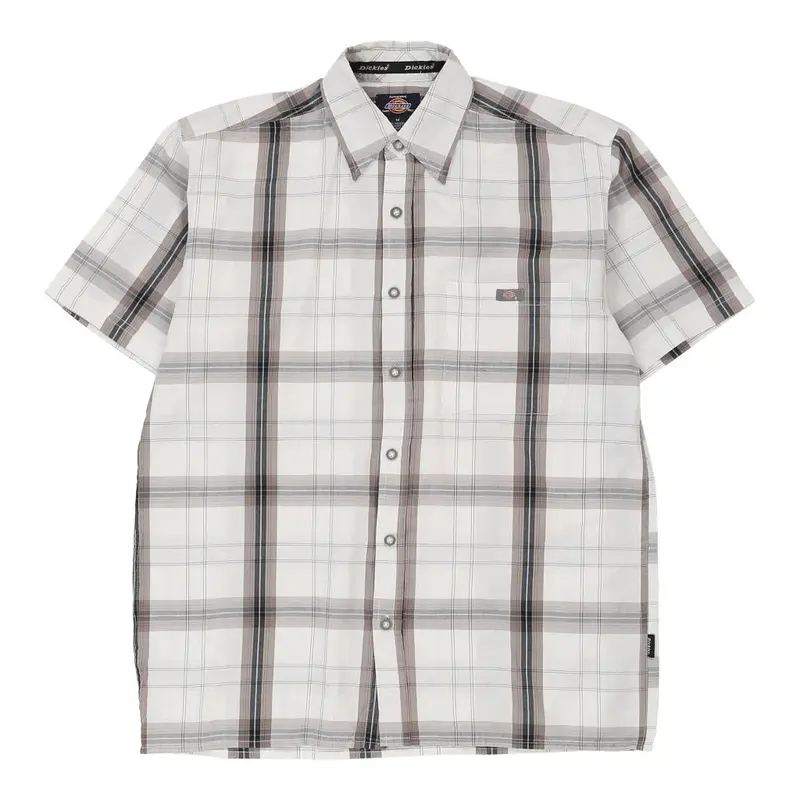 Dickies Checked Short Sleeve Shirt - Medium White Cotton Blend