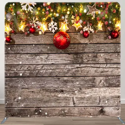 Xmas Wood Glitter Snowflake Double-Sided Square Backdrop - Aperturee