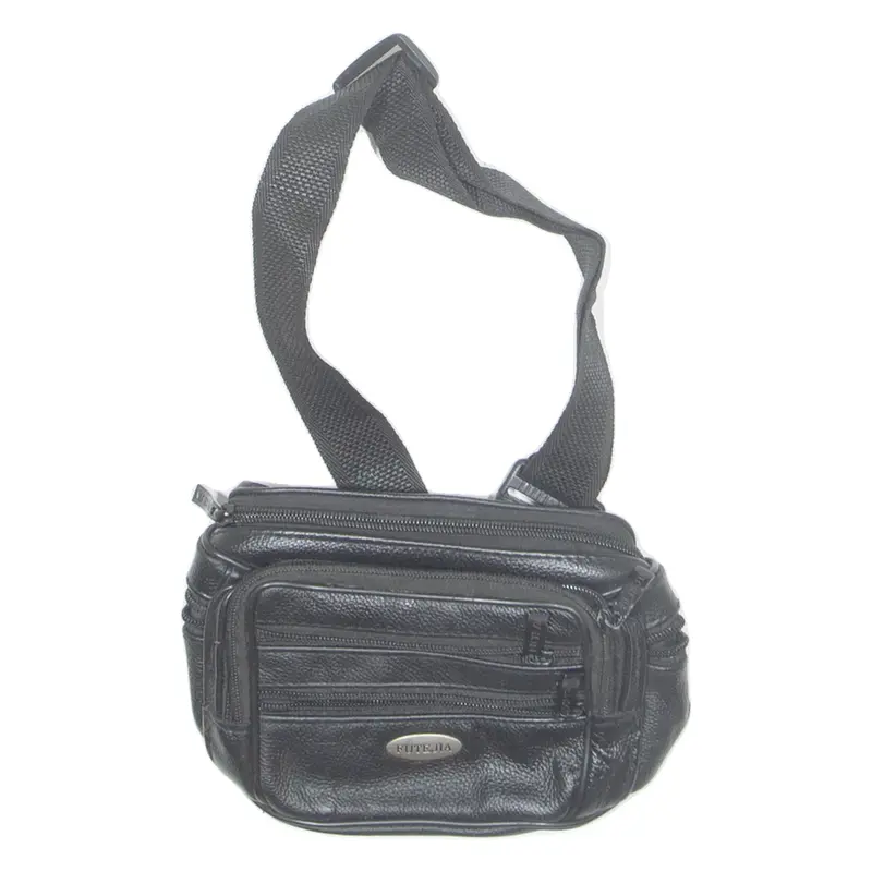 FUTEJIA Womens Bum Bag Black Leather 90s