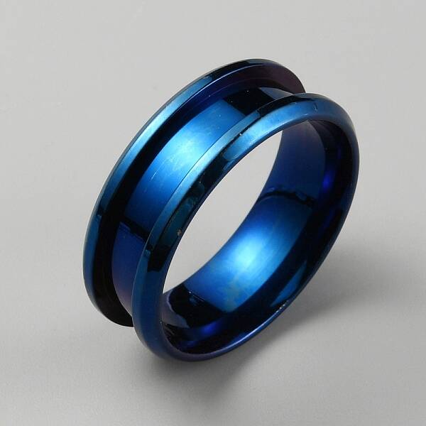 304 Stainless Steel Grooved Finger Ring Settings