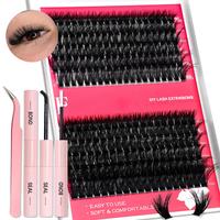 Volume Lash Clusters Kit DIY Lash Extension Kit D Curl Eyelash Extensions with Lash Bond and Seal Waterproof Tweezers,10-18mm...