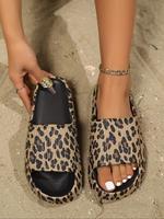 Women's Leopard Print Slides, Casual Soft Comfortable Non-slip Slippers, Summer Beach Slippers, Fashionable Slides for Indoor...