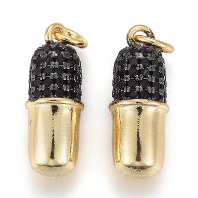 Brass Micro Pave Black Cubic Zirconia Pendants