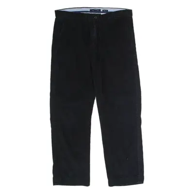 TOMMY HILFIGER Mens Corduroy Trousers Black Slim Straight W35 L30