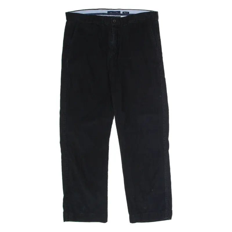 TOMMY HILFIGER Mens Corduroy Trousers Black Slim Straight W35 L30