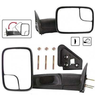 YITAMOTOR® Towing Mirrors Compatible with 1994-2001 Dodge Ram 1500, 1994-2002 Dodge Ram 2500 3500 Manual Flip-Up Folding wit...