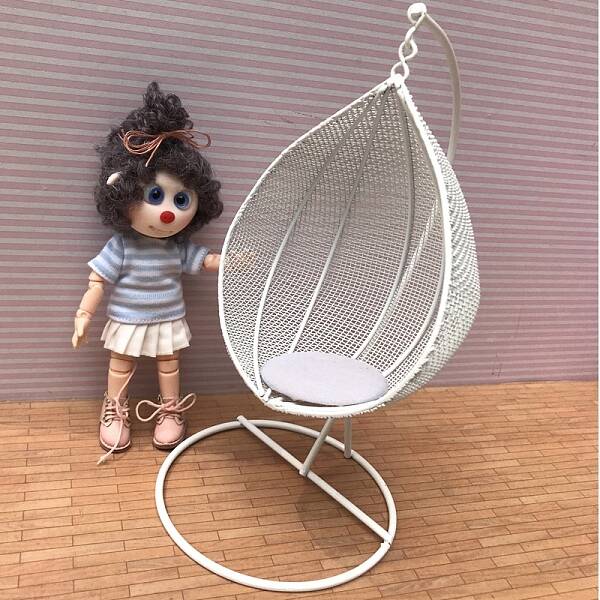 Miniature Iron Swing Hanging Basket Rocking Chairs