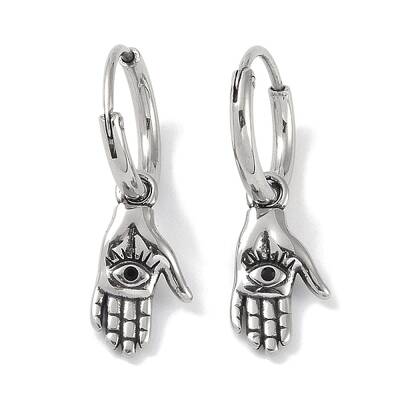 316 Surgical Stainless Steel Hand with Eye Hoop Earrings for Women