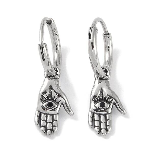 316 Surgical Stainless Steel Hand with Eye Hoop Earrings for Women