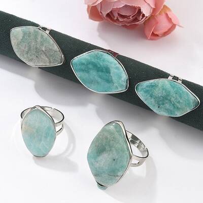 Natural Amazonite Adjustable Ring
