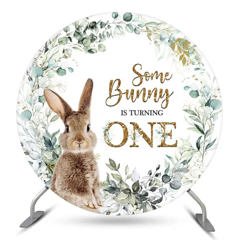 Aperturee Some Bunny Is Turning One Round Birthday Backdrop | Circle Birthday Backdrop Cover | Custom Round Backdrop | Round ...