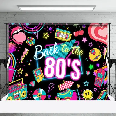 Back To The 80s Cartoon Hiphop Black Dance Backdrop - Aperturee