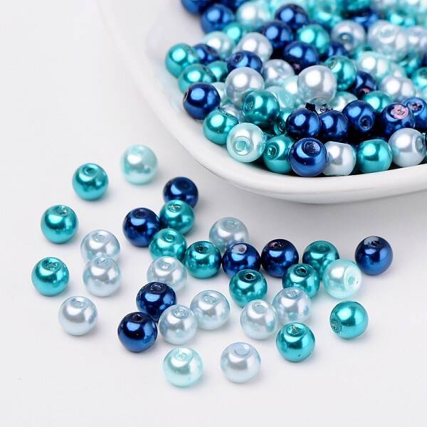 Carribean Blue Mix Pearlized Glass Pearl Beads