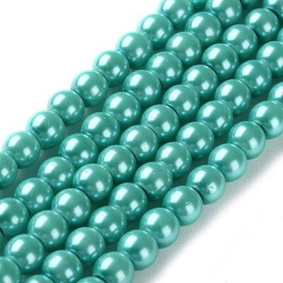 Baking Painted Pearlized Glass Pearl Round Bead Strands