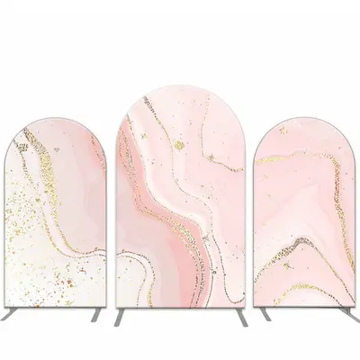 Aperturee Royal Pink Golden Marbling Arch Backdrop Kit For Party | Diy Chiara Backdrop Cover | Round Arch Backdrop Cover | Di...