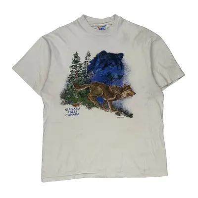 Niagara Falls Canada Hanes Graphic T-Shirt - Large Cream Cotton