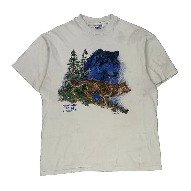 Niagara Falls Canada Hanes Graphic T-Shirt - Large Cream Cotton