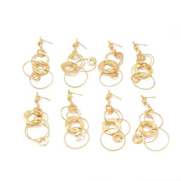 Brass Interlocking Rings Dangle Stud Earrings for Women
