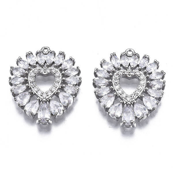 Brass Micro Pave Clear Cubic Zirconia Pendants