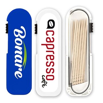 150 Promotional Travel Toothpick Dispenser - Thumb-Slide Mechanism