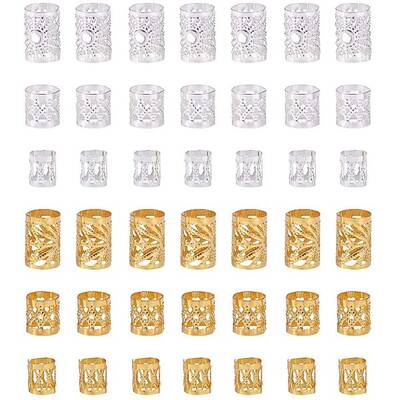 300pcs 3 Sizes Dreadlocks Beads Metal Hair Coil Cuffs Filigree Braid Rings Hair Accessory for Braiding Hair Decorations (Silv...