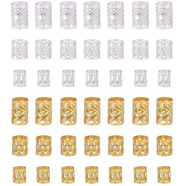 300pcs 3 Sizes Dreadlocks Beads Metal Hair Coil Cuffs Filigree Braid Rings Hair Accessory for Braiding Hair Decorations (Silv...
