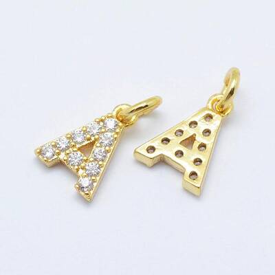 Brass Micro Pave Grade AAA Cubic Zirconia Charms