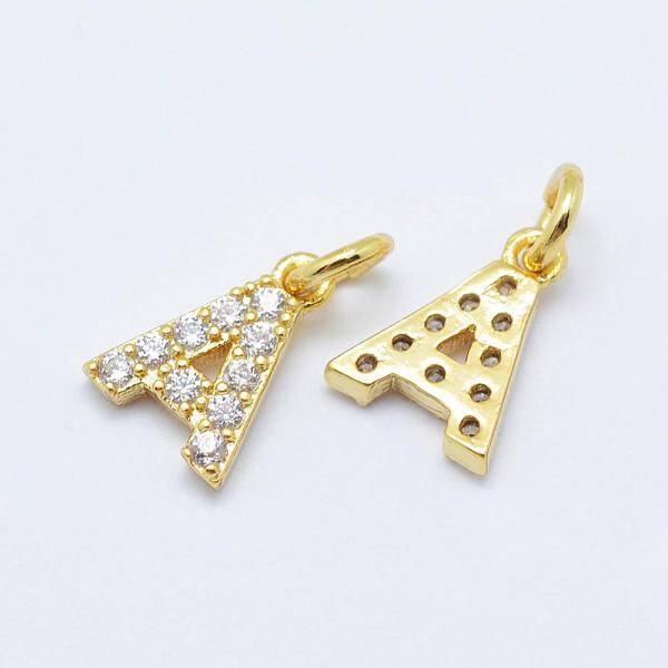 Brass Micro Pave Grade AAA Cubic Zirconia Charms