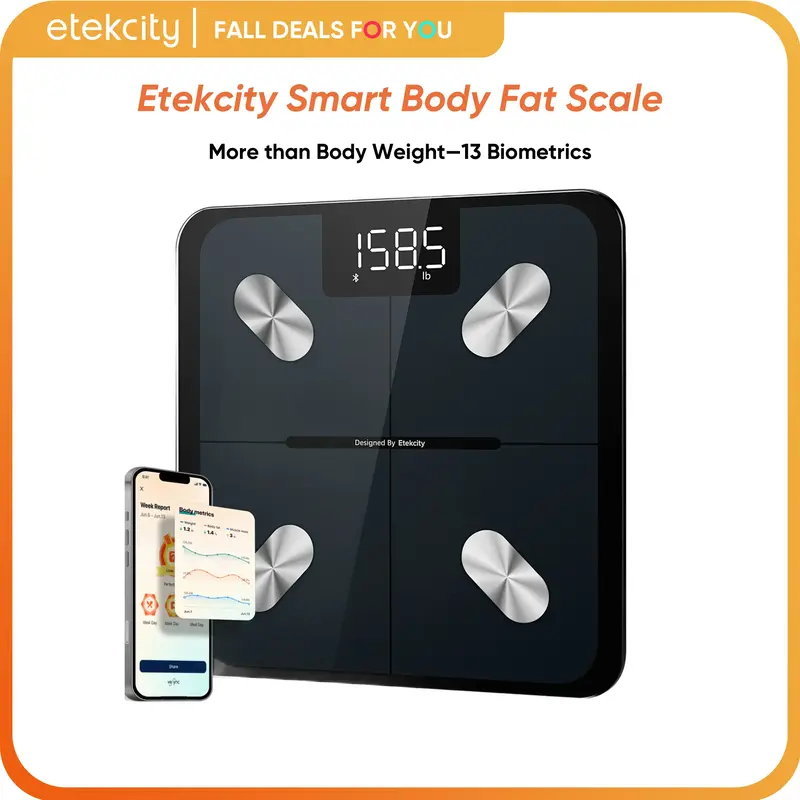 Etekcity Body Scale for Weight, Bathroom Digital Weighing Scale with BMI, Body Fat, Muscle Mass, Accurate Bluetooth Home User...