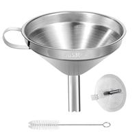Stainless Steel Kitchen Funnel, 4.3-Inch Food Grade Metal Funnel with Strainer for Filling Bottles, Transferring Liquid, Oil,...