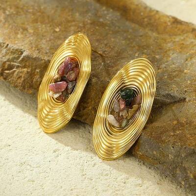 Oval Stainless Steel Stud Earrings