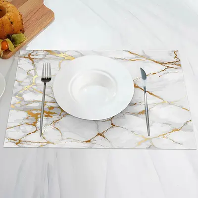 White Gold Marble Texture Modern Set Of 4 Placemats - Aperturee