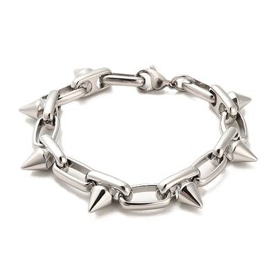Non-Tarnish 304 Stainless Steel Spike Link Chain Bracelets