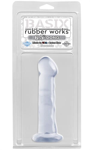 Basix Rubber Works - 6.5 Inch Dong With Suction Cup - Clear