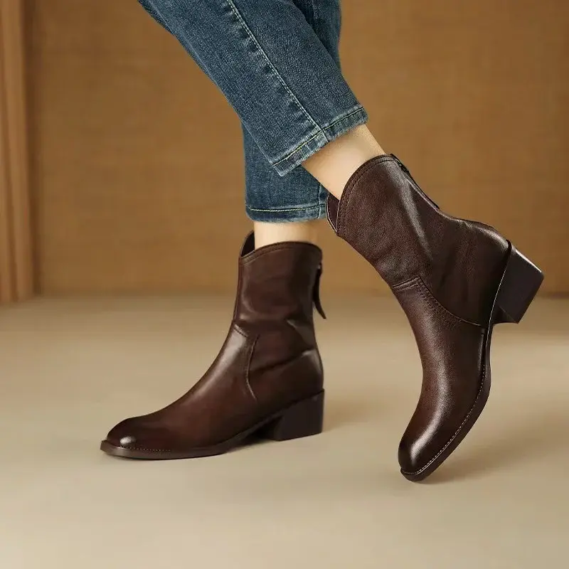 CHIKO Afric Round Toe Block Heels Ankle Boots