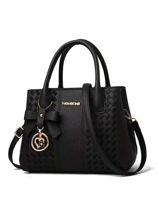 Fashionable Solid Color Pu Handbag with Heart Charm, Casual Versatile Zipper Shoulder Bag, Trendy Classic Crossbody Bag for W...