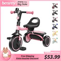 Besrey 3-in-1 Kids Tricycle for 18  Months-5 Years Old - Lightweight, Portable,Adjustable seat, Convertible Pedals, Balance T...