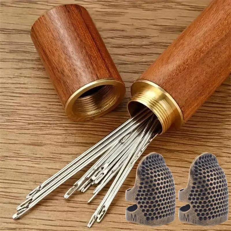 Self-threading Needle Set, 30pcs/set Multi-purpose Household Hand Sewing Needle with Wooden Needle Case, Sewing Supplies for ...