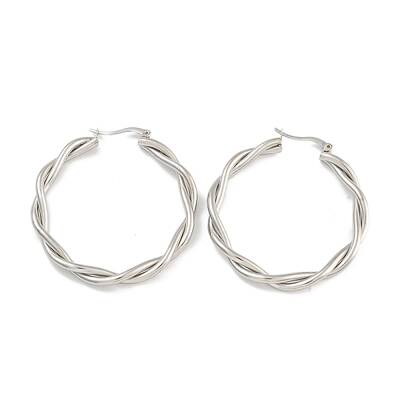 304 Stainless Steel Twist Ring Hoop Earrings for Women