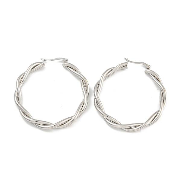 304 Stainless Steel Twist Ring Hoop Earrings for Women