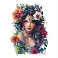 1 Sheet Flower Girl Colorful Patterns Temporary Tattoo Stickers, Temporary Tattoo Stickers for Boys and Girls
